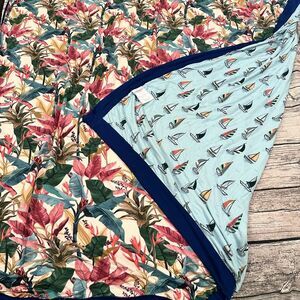 Posh Peanut Bamboo Floral and Nautical Reversible Stroller Blanket 54” Square